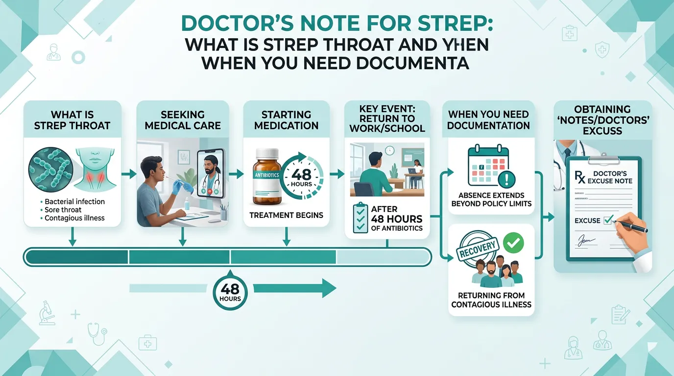 Infographic: Doctor's Note for Strep: What Is Strep Throat and When You Need Documentation - Doctor’s Note for Strep: Get a S